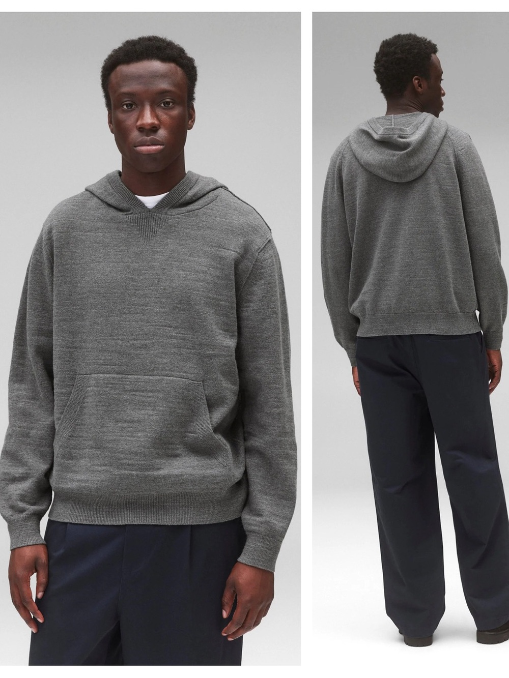 Reigning Champ Cotton Slub Laurel Hoodie Size XL Heather Carbon Gray Sweater